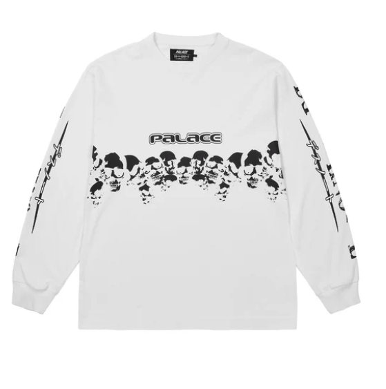 Palace Death Note Long Sleeve T-Shirt White Skull Size Large Anime