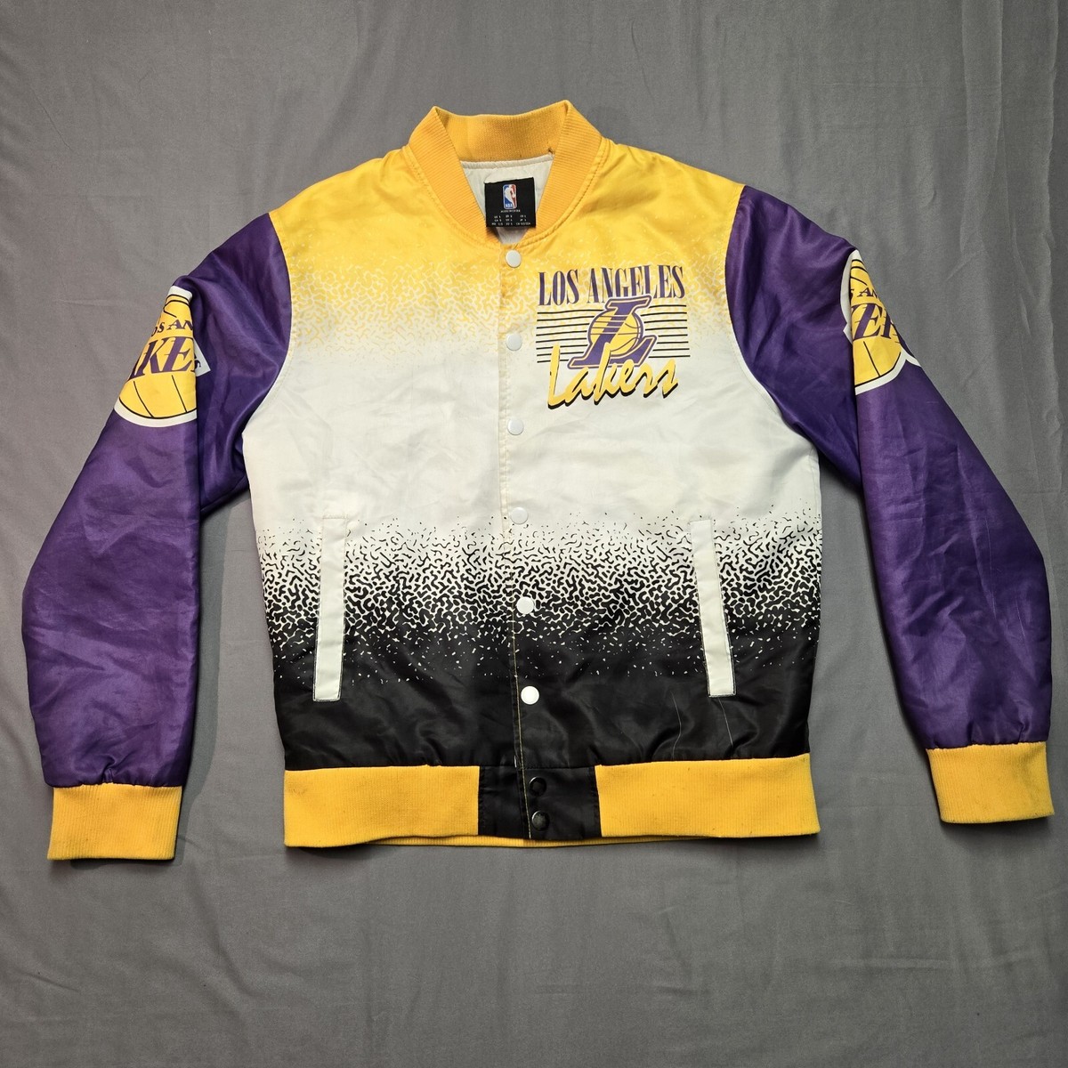 NBA Los Angeles Lakers Yellow Purple Bomber Model Jacket Size L | eBay