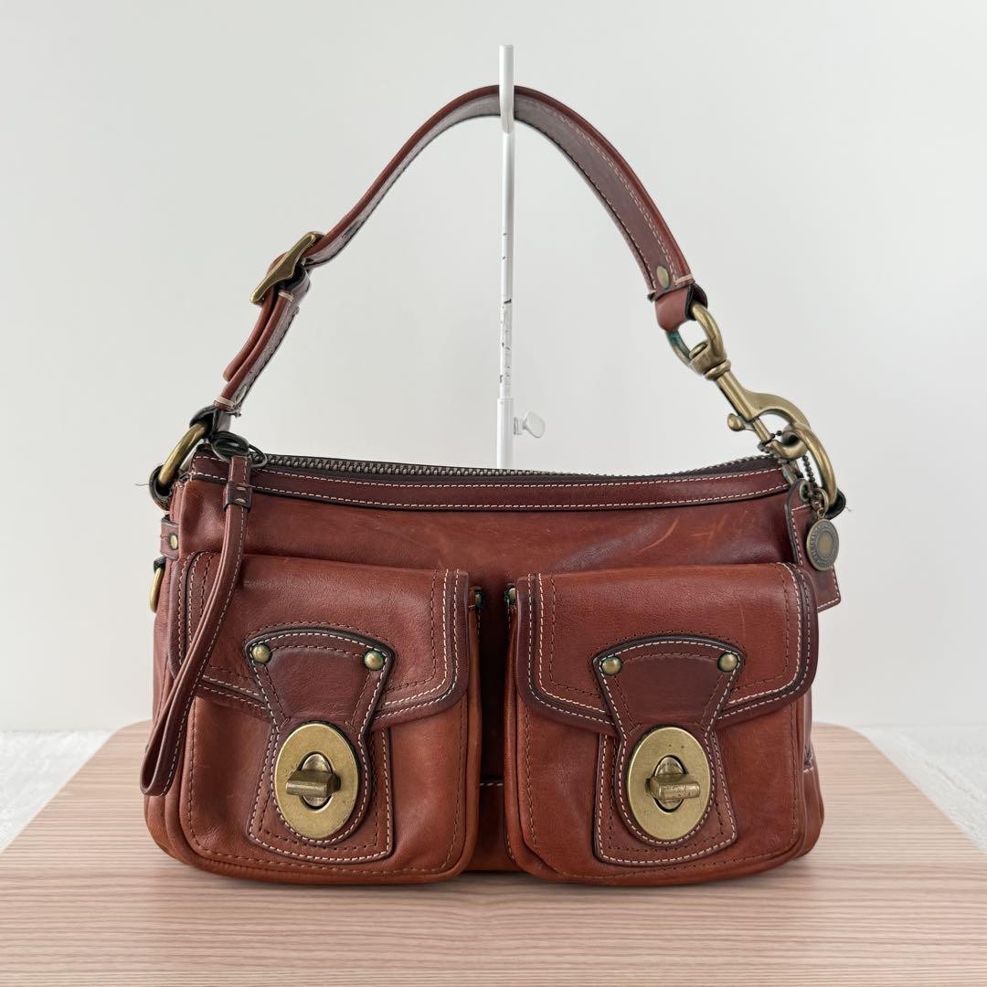 COACH 65th Legacy Turnlock One Shoulder Bag Leather Brown Used