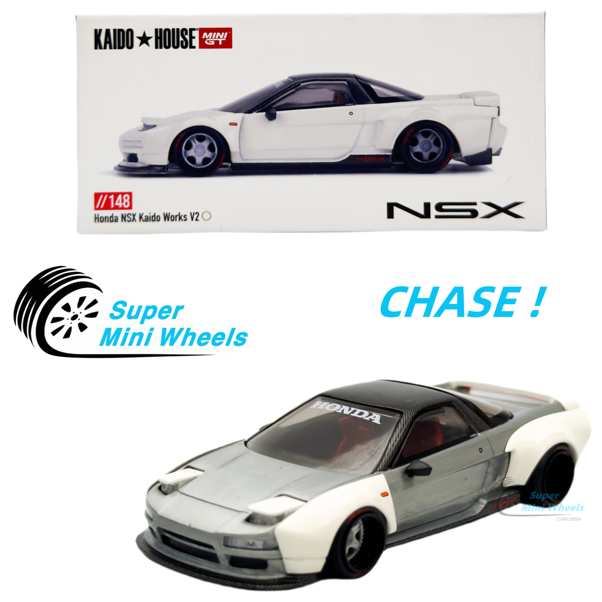 CHASE ! Kaido House x Mini GT 1:64 Honda NSX kaido Works V2 White
