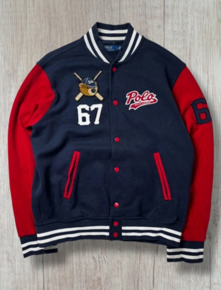 POLO BEARS RALPH LAUREN Baseball Bear Varsity Jacket Mens Size M