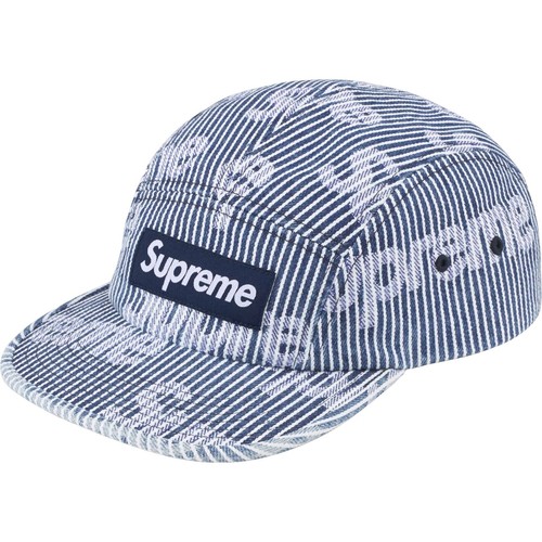 Brand New Supreme Denim Camp Cap Logo Print Stripe Color (SS24