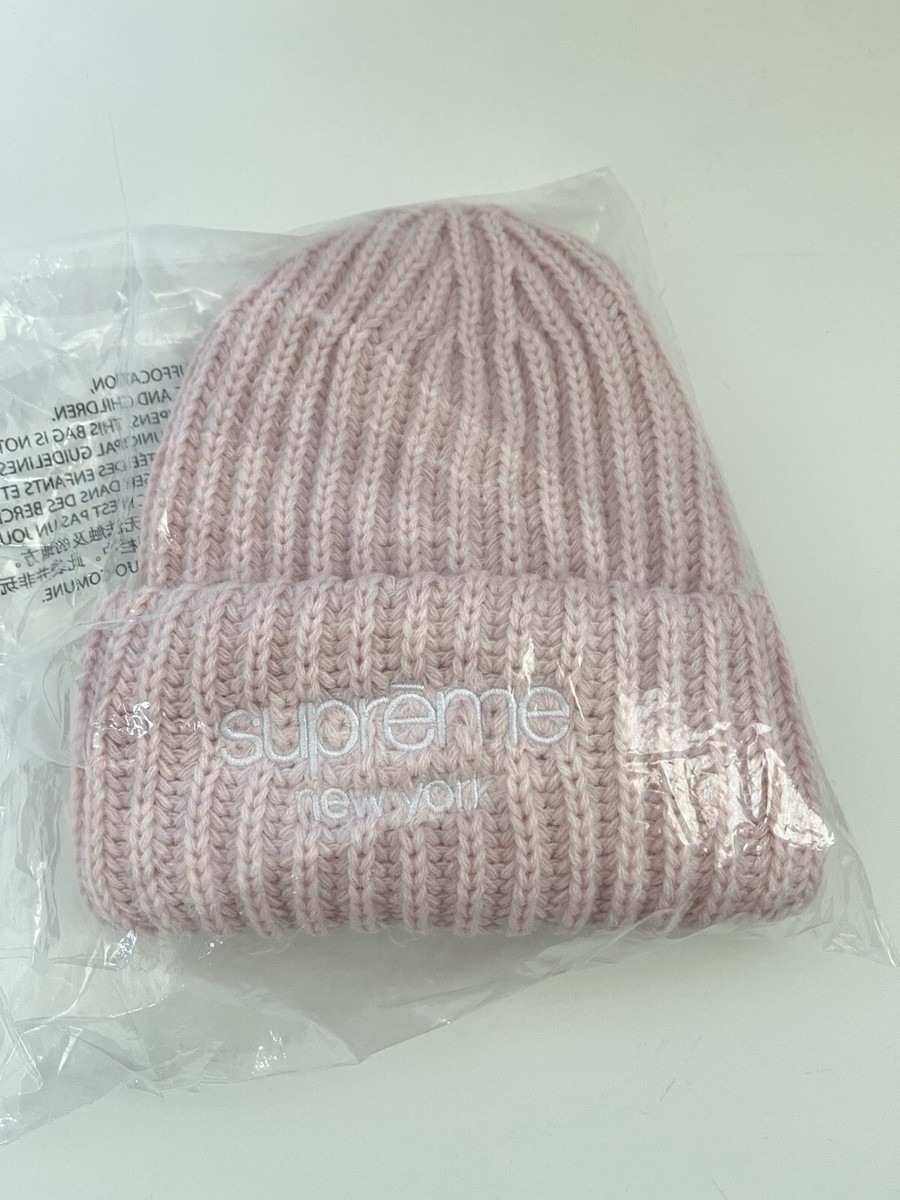 New Supreme Classic Logo Chunky Ribbed Beanie Light Pink | eBay