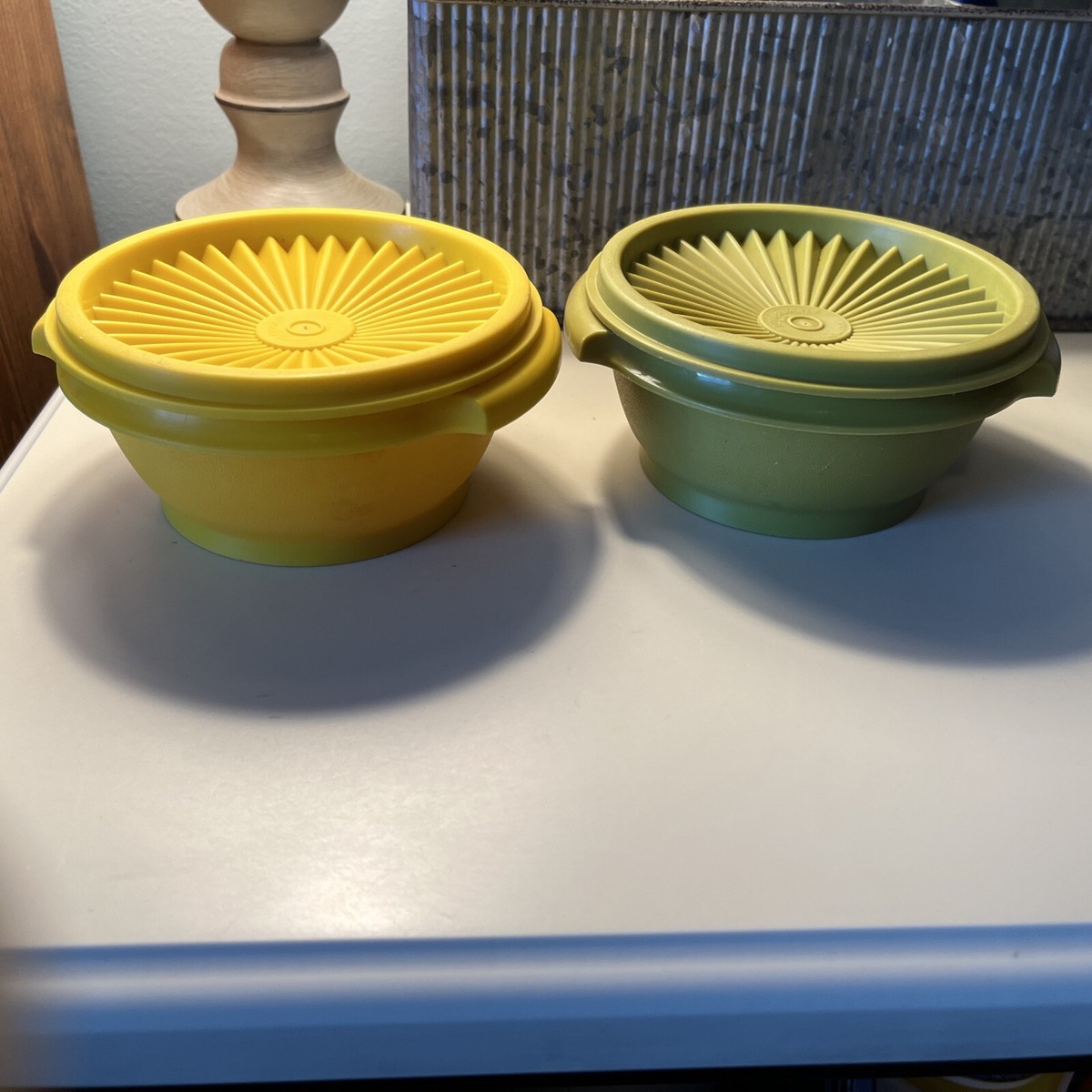 Vintage Tupperware Servalier 1323 Set of 2 Small Bowls & 2 Lids