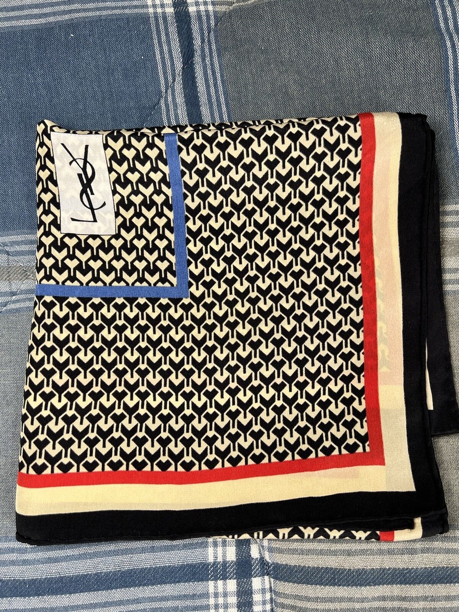 Vintage 1980s Large Multi-Color Yves Saint Laurent YSL Foulard 100