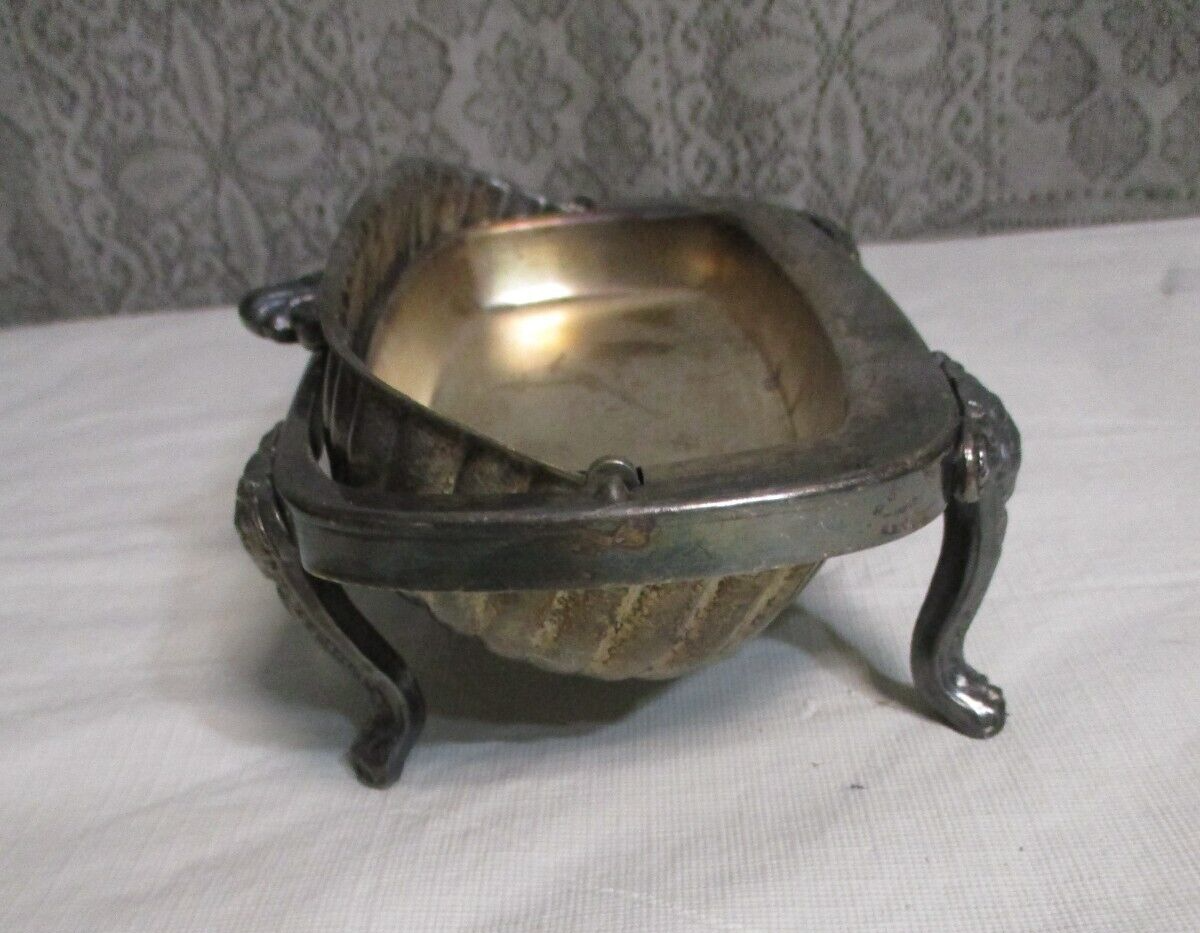 FB Rogers Silver Co 357 Roll Top Butter Dish Server Lion Head Legs