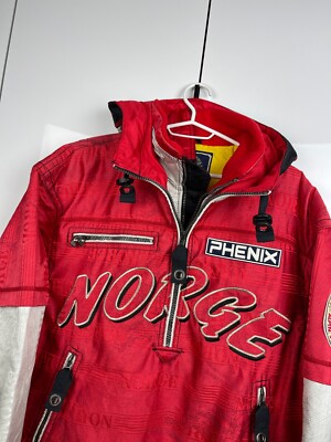 Vintage 90's Norway Alpine Ski Team Mens Red Jacket Phenix Snow