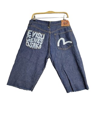 Mens Evisu Genes Osaka Craft Style Size W 34 Denim Short Jeans