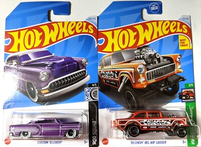Hot Wheels 2024 Custom 53 Chevy Purple Treasure Hunt & '55 Chevy