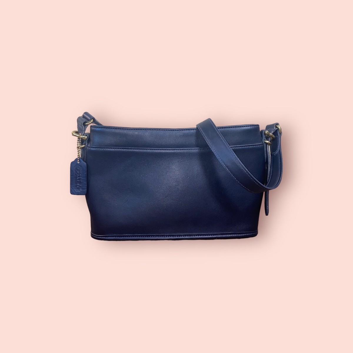 COACH Vintage Equestrian Slim Crossbody Shoulder Bag Navy Blue