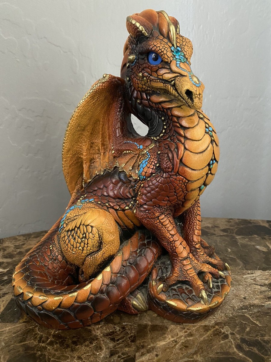 Windstone Editions Dragon Brown Turquoise And Gold Figure 1986