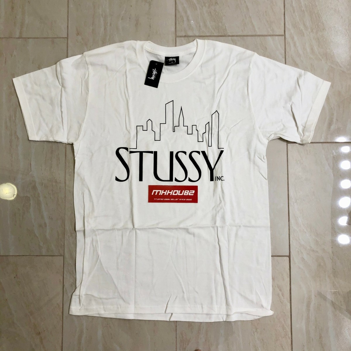 New Stussy Skyline Tee T-Shirt Frasier Logo White World Tour
