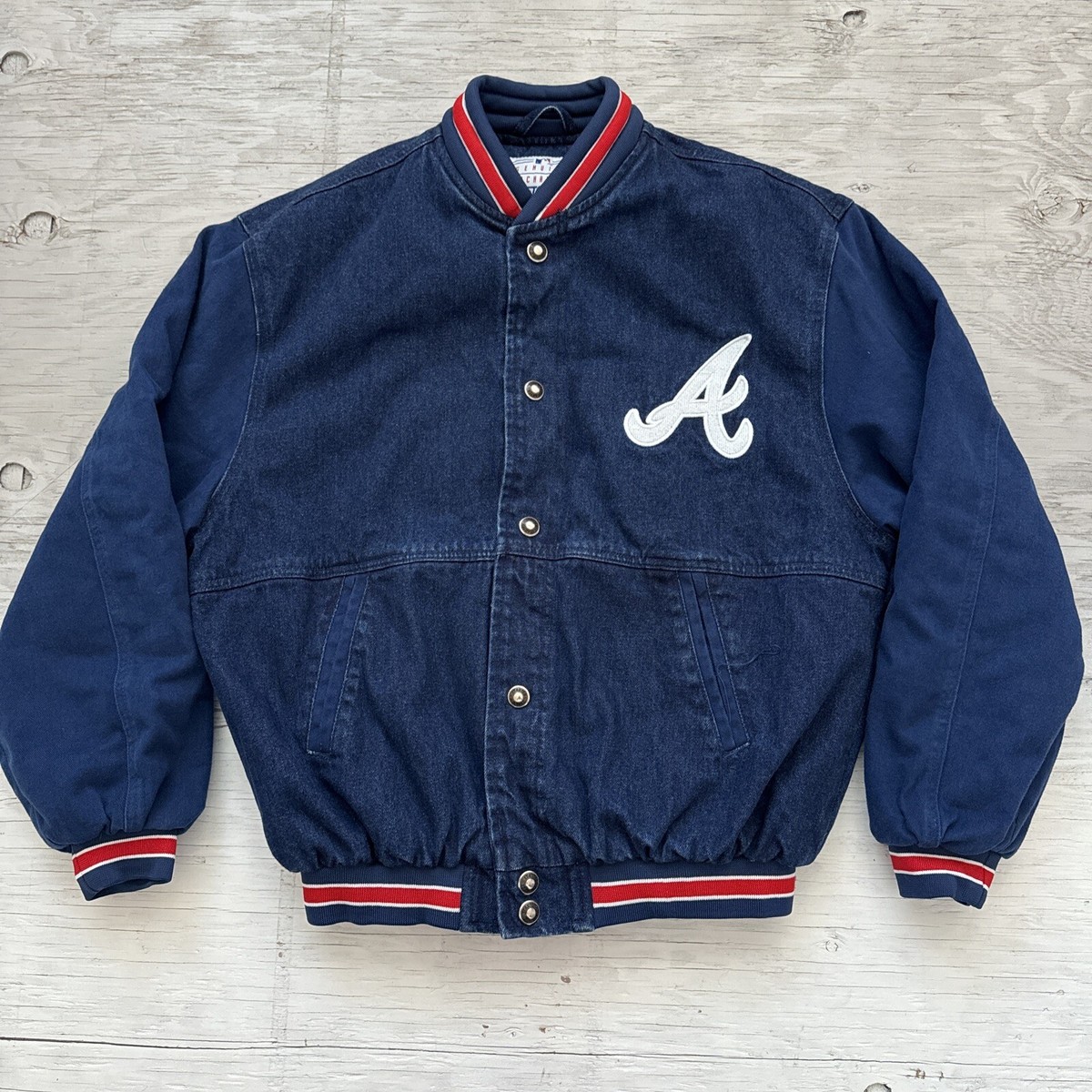 Vintage 90s MLB Starter Atlanta Braves Denim Letterman Style
