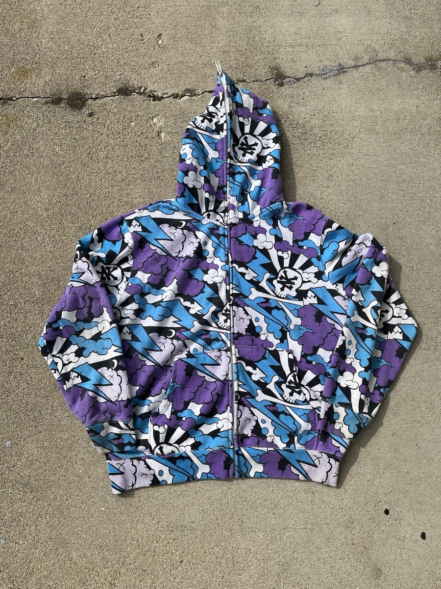 RARE Zoo York Full Zip All Over Print Hoodie 2007 KAWS COLLAB