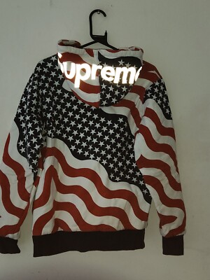 FW14 Supreme Reflective Logo Thermal Zip Up sweatshirt M hoodie