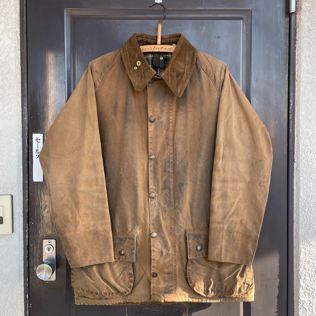 Barbour MOORLAND WAX Oiled Jacket Coat brown size C42 men 90's