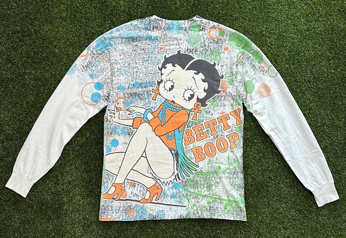 90s vintage Long Sleeve Betty Boop t shirt cartoon ALL OVER PRINT