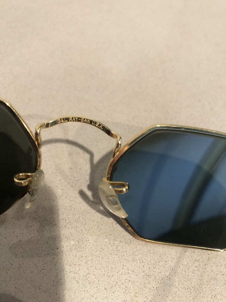 Vintage B & L Ray Ban Octagon Gold Framed Sunglasses + Case, W1535