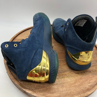 Under Armour Curry 1 Lux Mid Blue/Gold Suede Shoes 1296617-997