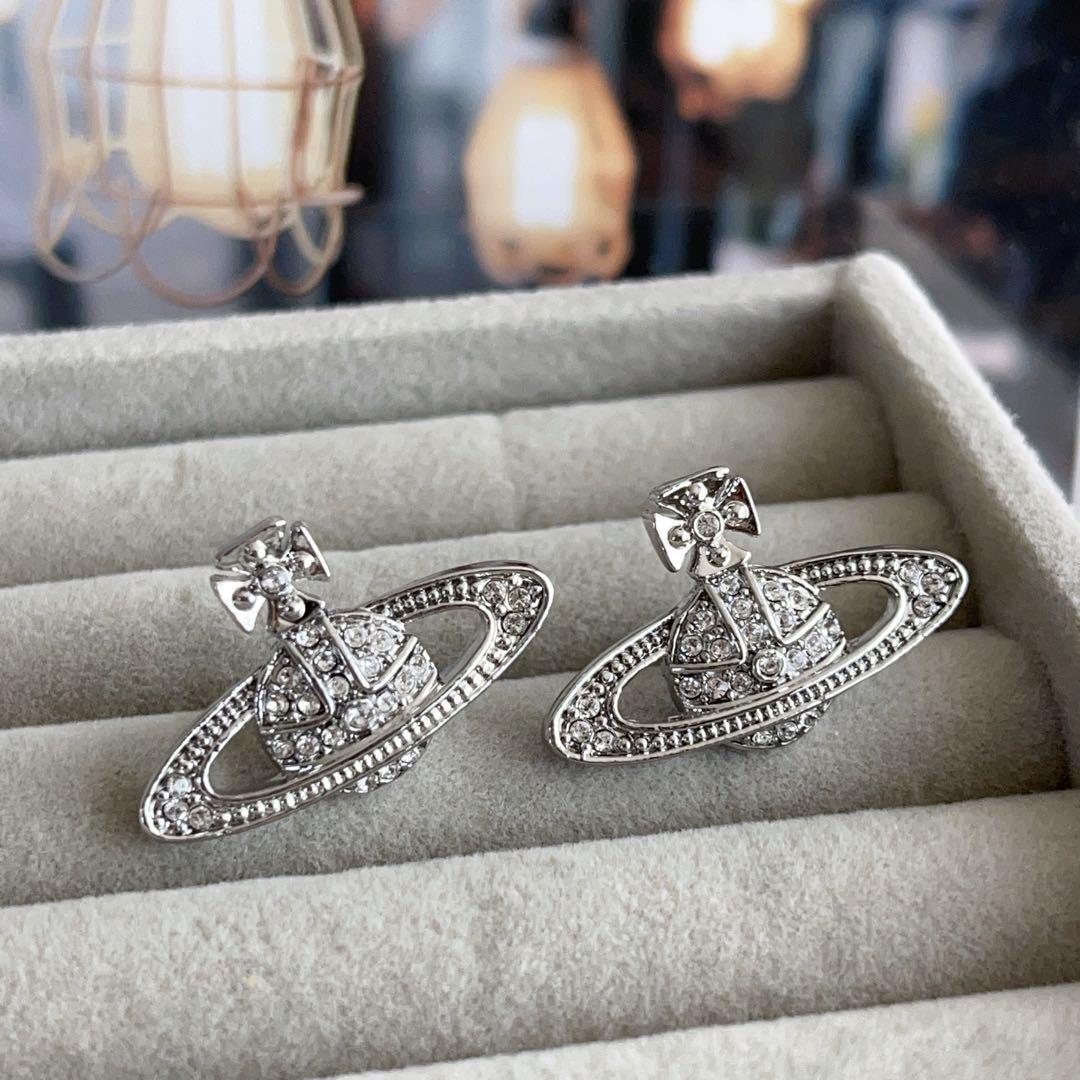 Vivienne Westwood Earrings Pierce Mini Bass Relief Silver 2.7 x