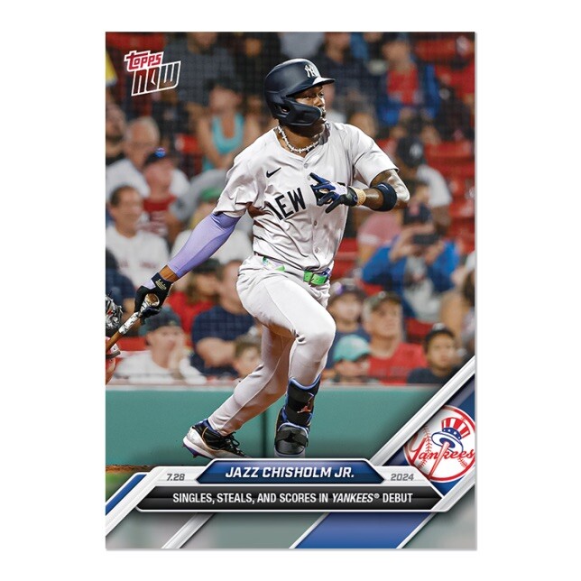 Jazz Chisholm Jr. Single SB Scores Yankees 2024 MLB TOPPS NOW Card
