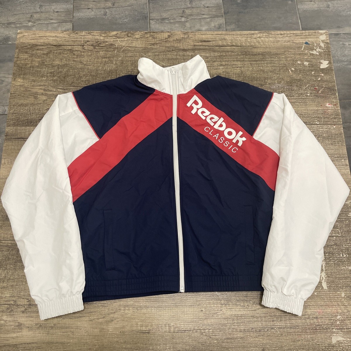 Reebok Classics Track Jacket Red White Blue Windbreaker Women's
