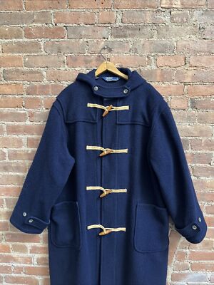 Vintage Polo Ralph Lauren Men's Hooded Toggle Coat, Sz Large, Navy