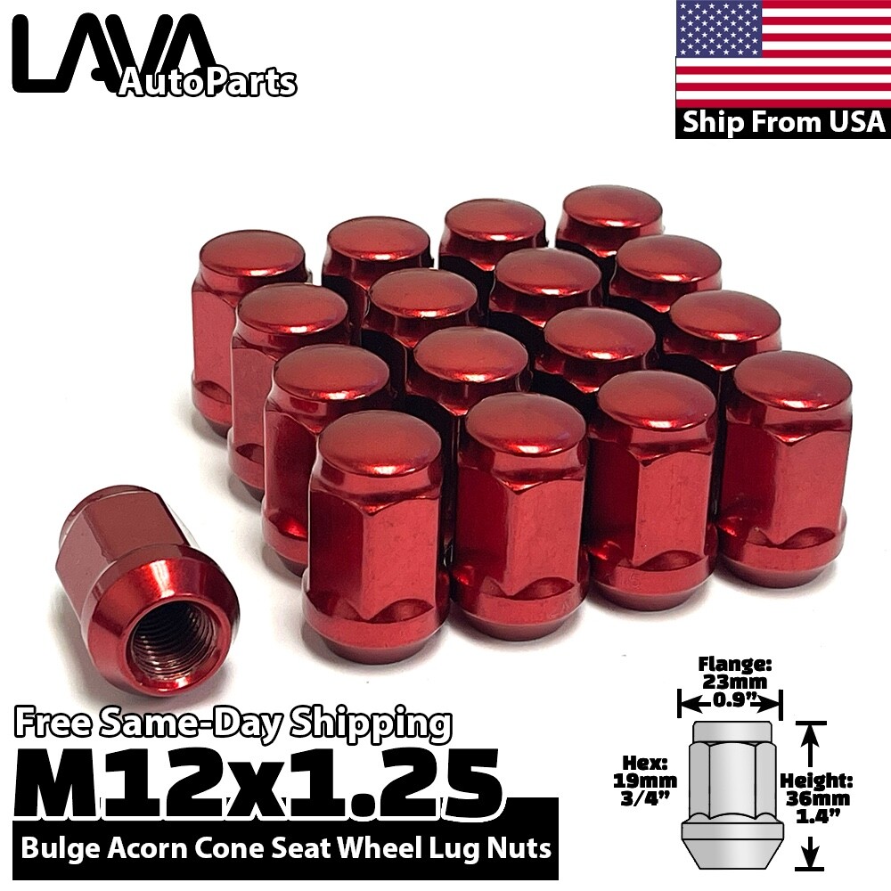 24x Red 12x1.25 Conical Lug Nut Fit Pathfinder Frontier Titan