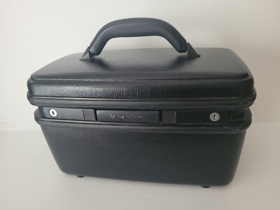 Vintage Samsonite Silhouette Black Makeup Train Case w/ Mirror No