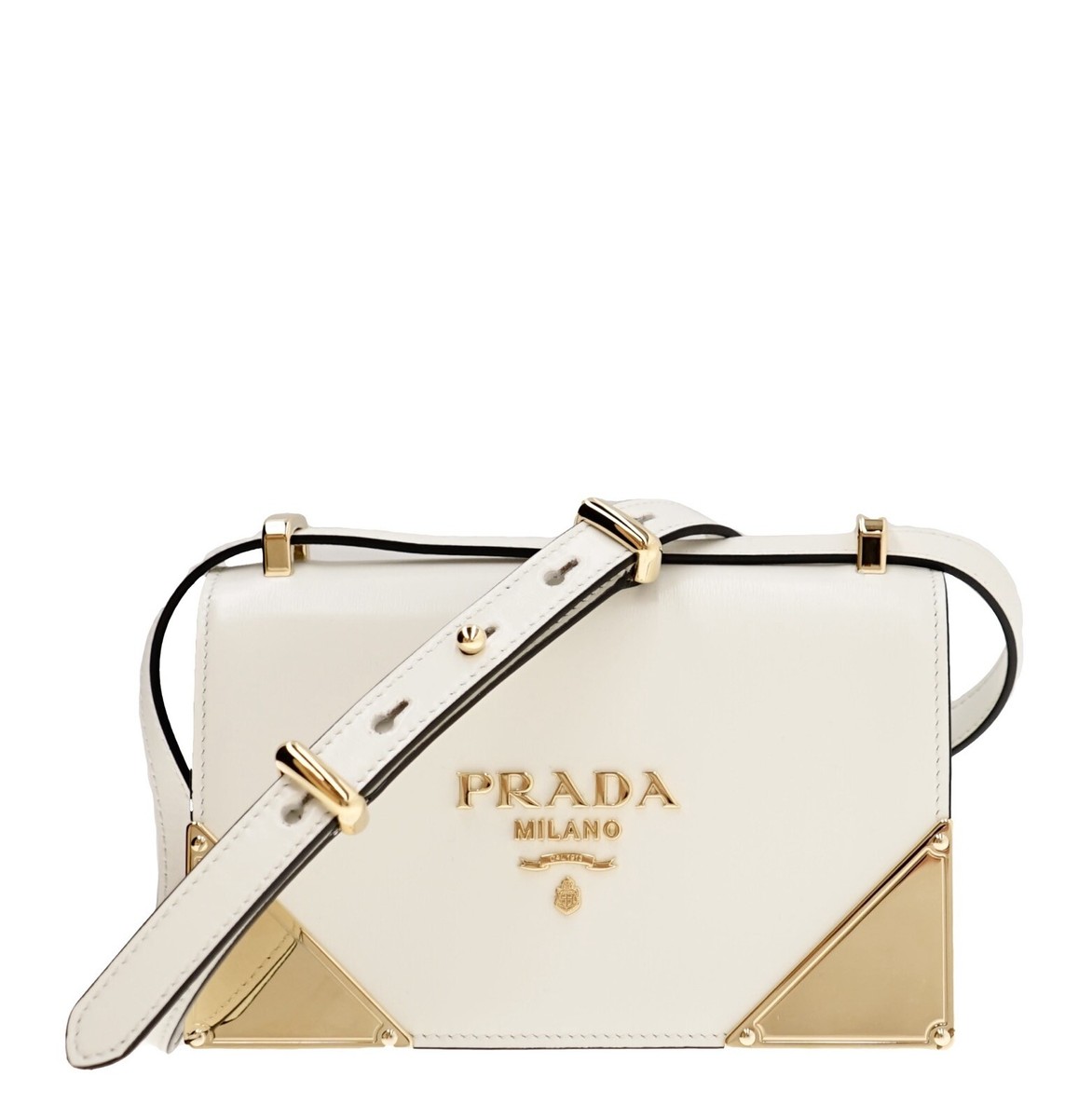 Prada Crossbody Shoulder Bag Box Calf White Leather 1BD333 New | eBay