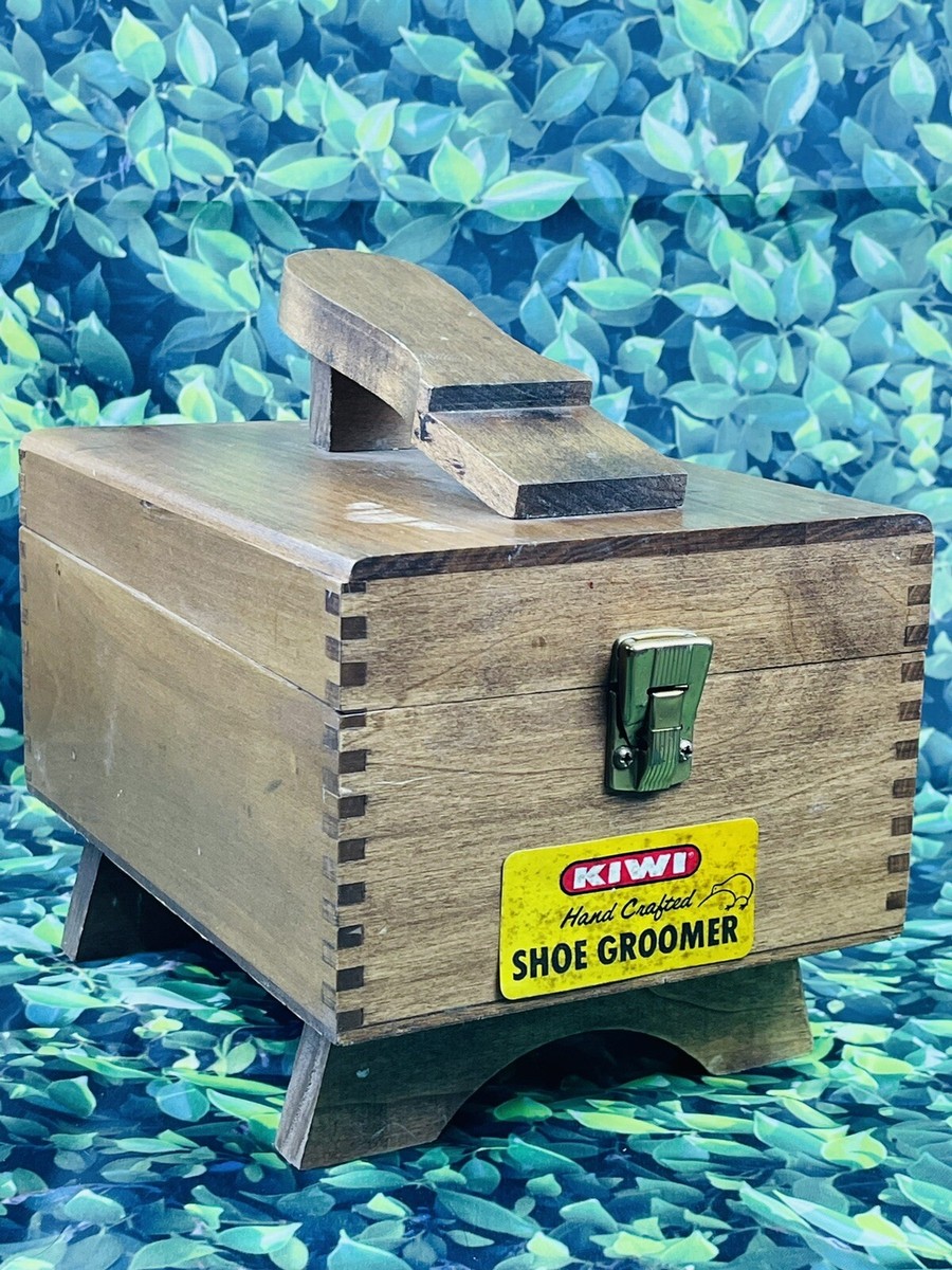 Vintage Kiwi Hand Crafted Shoe Groomer Wooden Shoe Shine Box Shoe