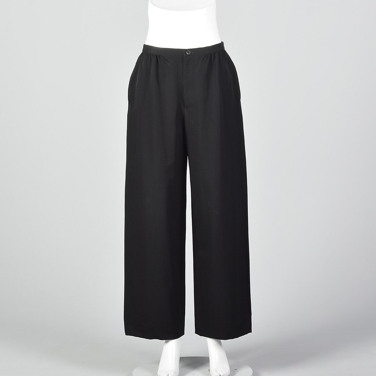 Large Issey Miyake 1990s Wide Leg Pants Black Trousers Vintage