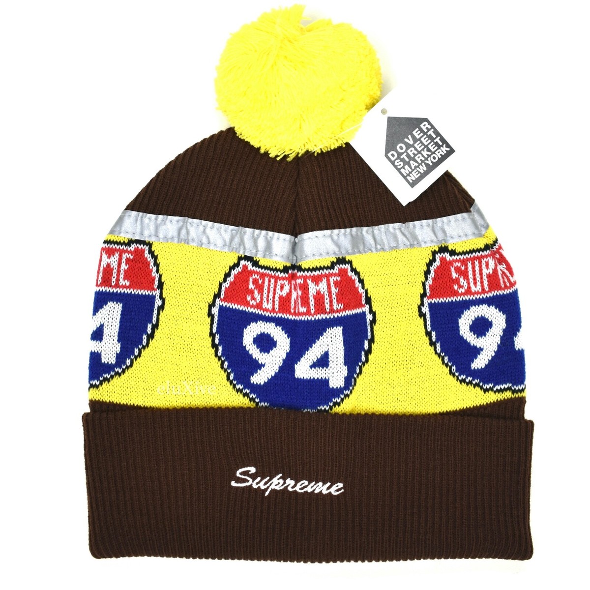 NWT Supreme Interstate 94 Logo Brown Beanie Ribbed Knit Men's DS