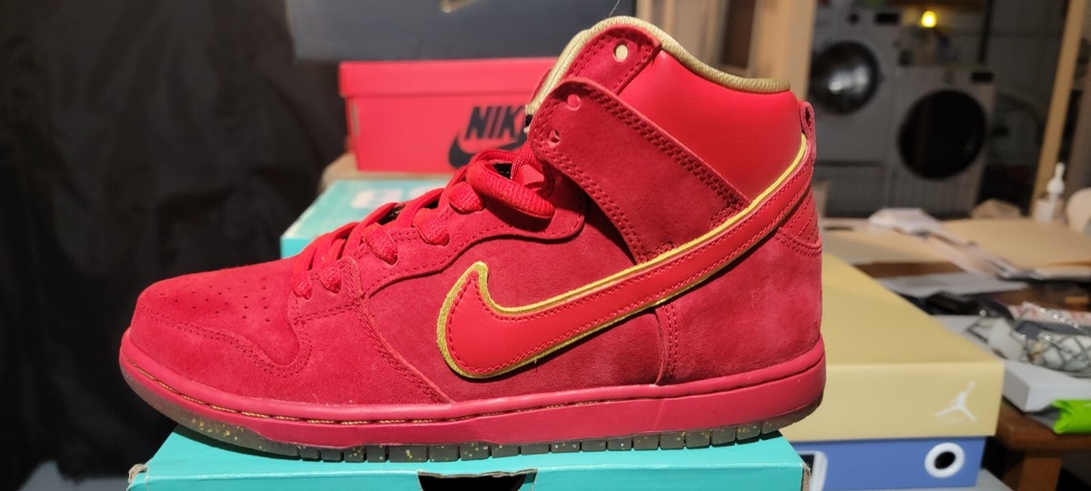 Nike Dunk High SB Chinese New Year 313171 667 Size 8.5 Red Gold