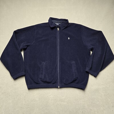 Vintage Polo Ralph Lauren Mens Size XL Blue Fleece Zip Jacket | eBay
