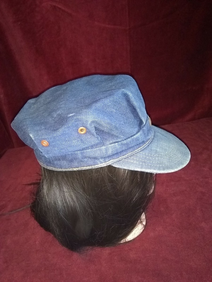 Rare Vintage Levi's Denim Hat 70's Orange Tab Conductor Hipster