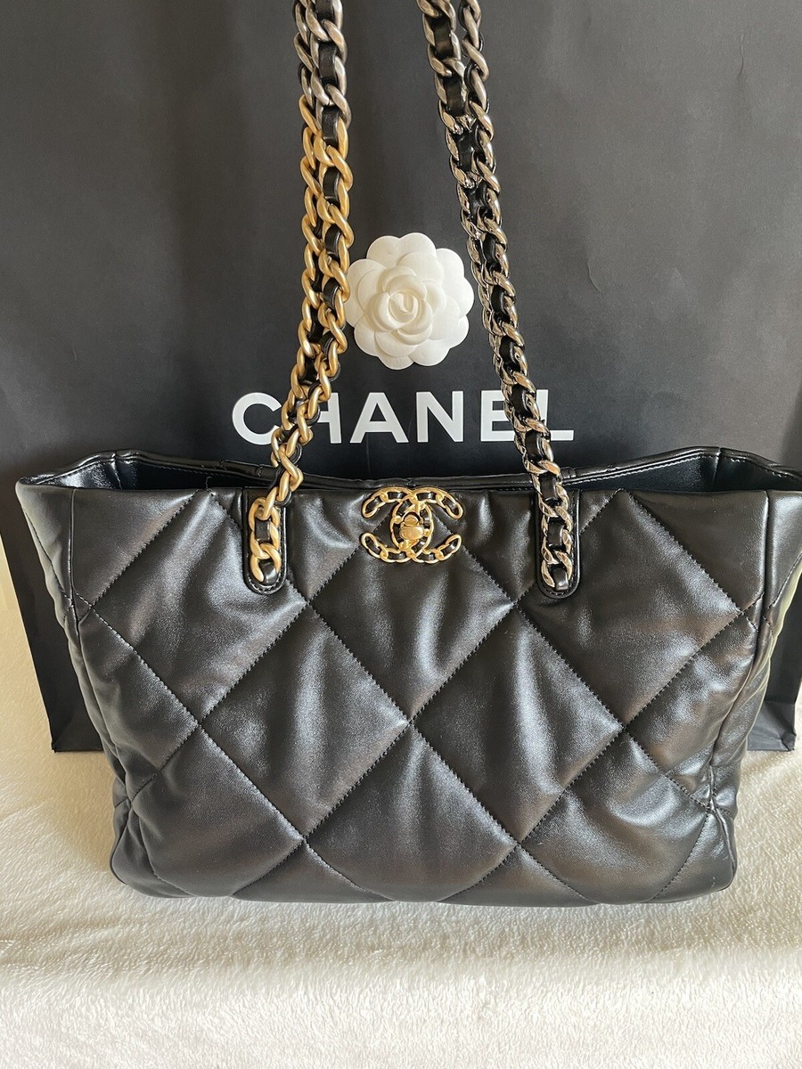 CHANEL 19 Black Leather Tote Handbag Mint 100% Authentic. | eBay