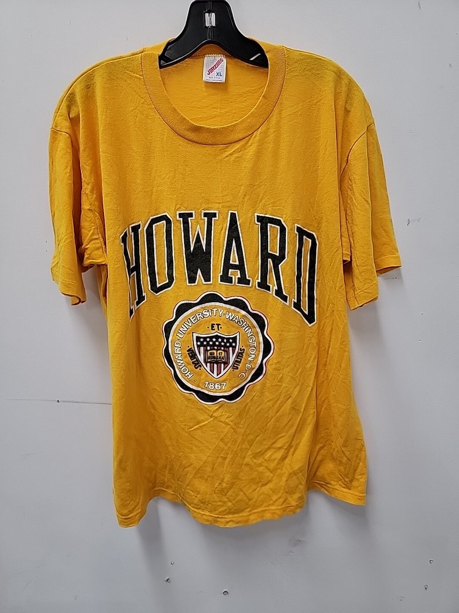 Vintage Howard University T Shirt Hbcu Yellow Crest Mens XL