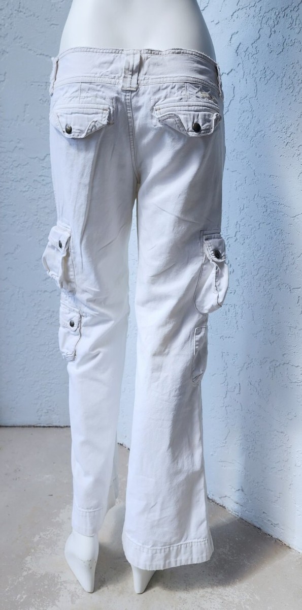VTG Y2K Abercrombie Fitch Pants White Cargo Baggy Low Rise Kids 16
