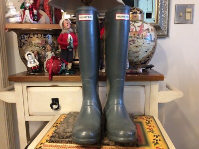 Hunter Original Tall Gloss Rain Boots Dark Gray US Women 6 Men 5
