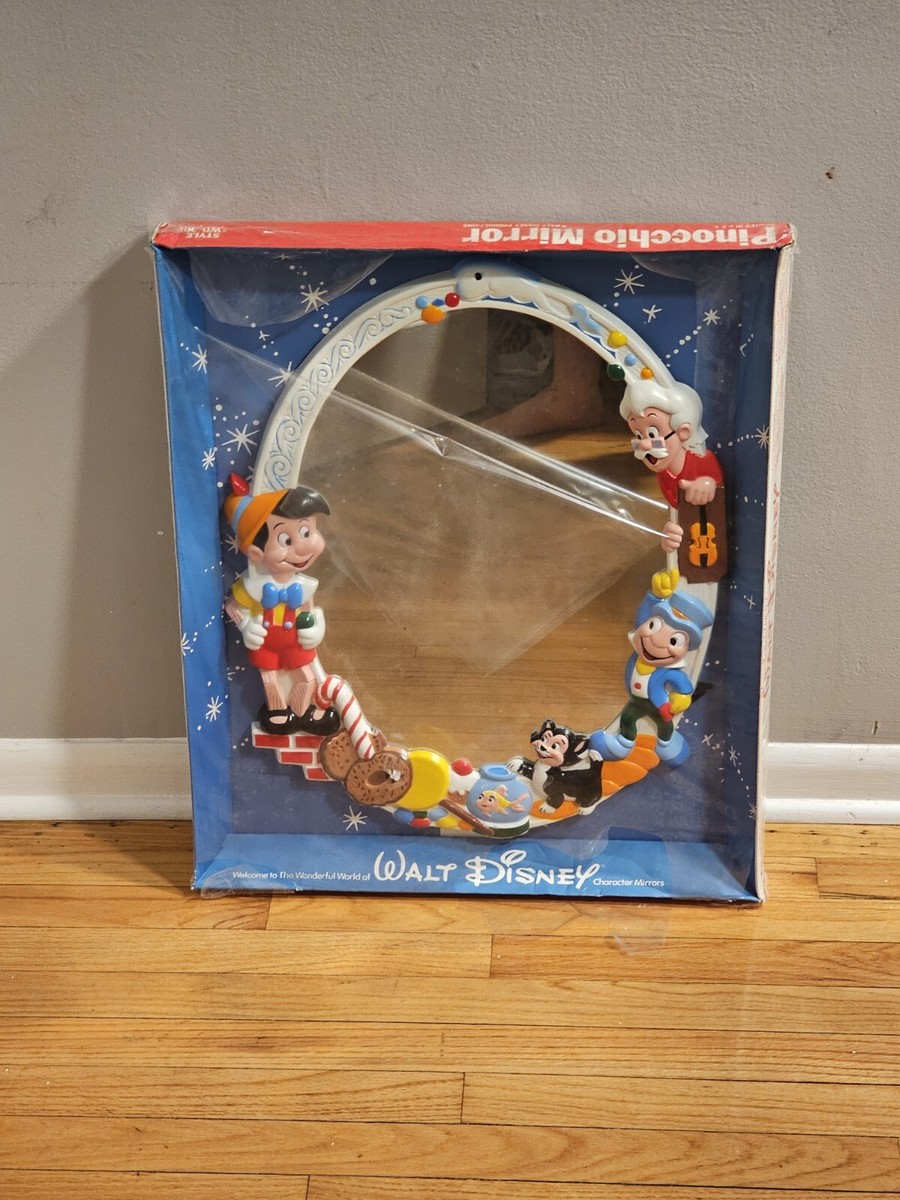 Vintage 1960's Disney Pinocchio & Friends Oval Wall Mirror 16