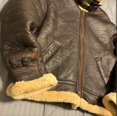 TEODEM Shearling mouton jacket flight B-3 Type leather men's brown