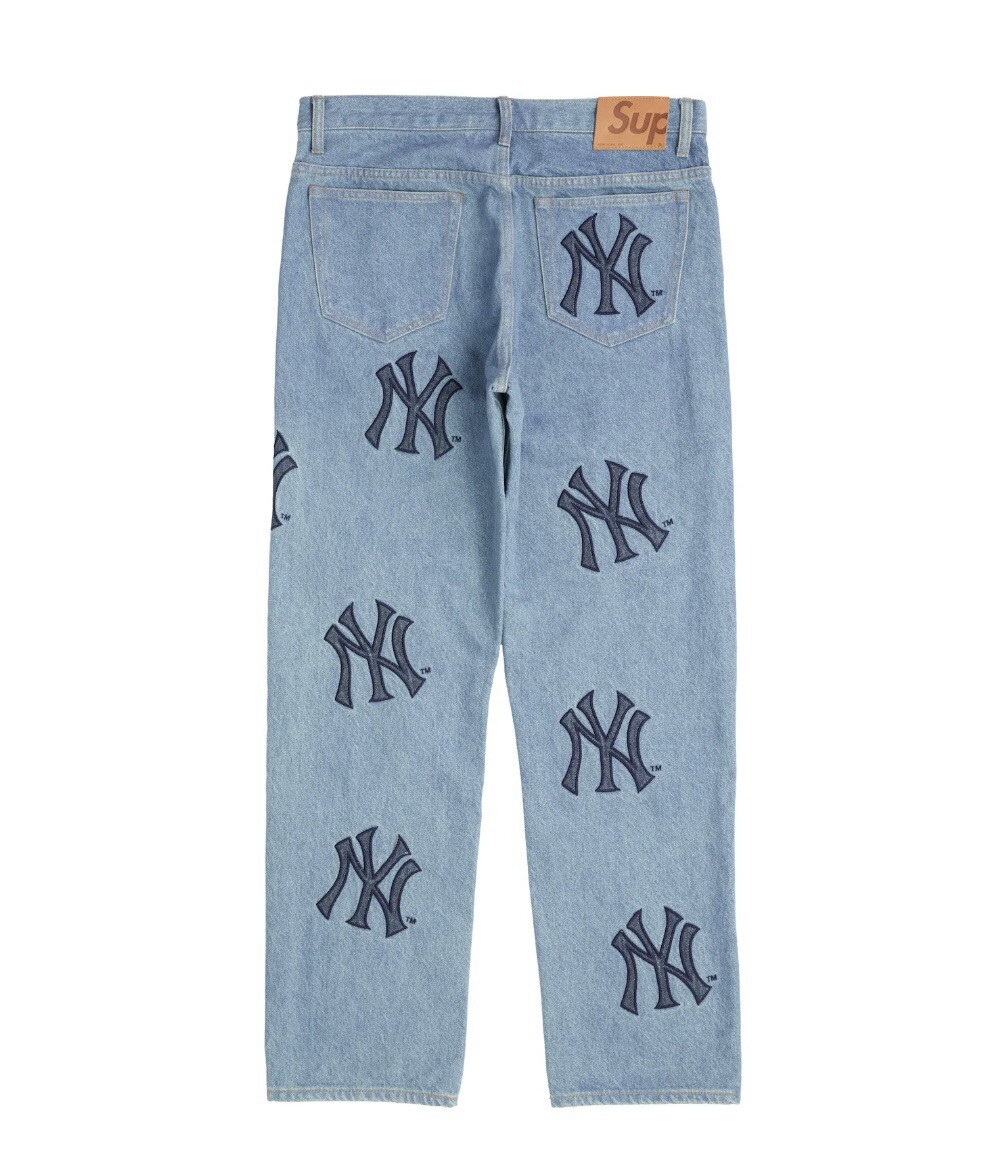 Size 32 - Supreme x New York Yankees Blue Regular Jeans AUTHENTIC