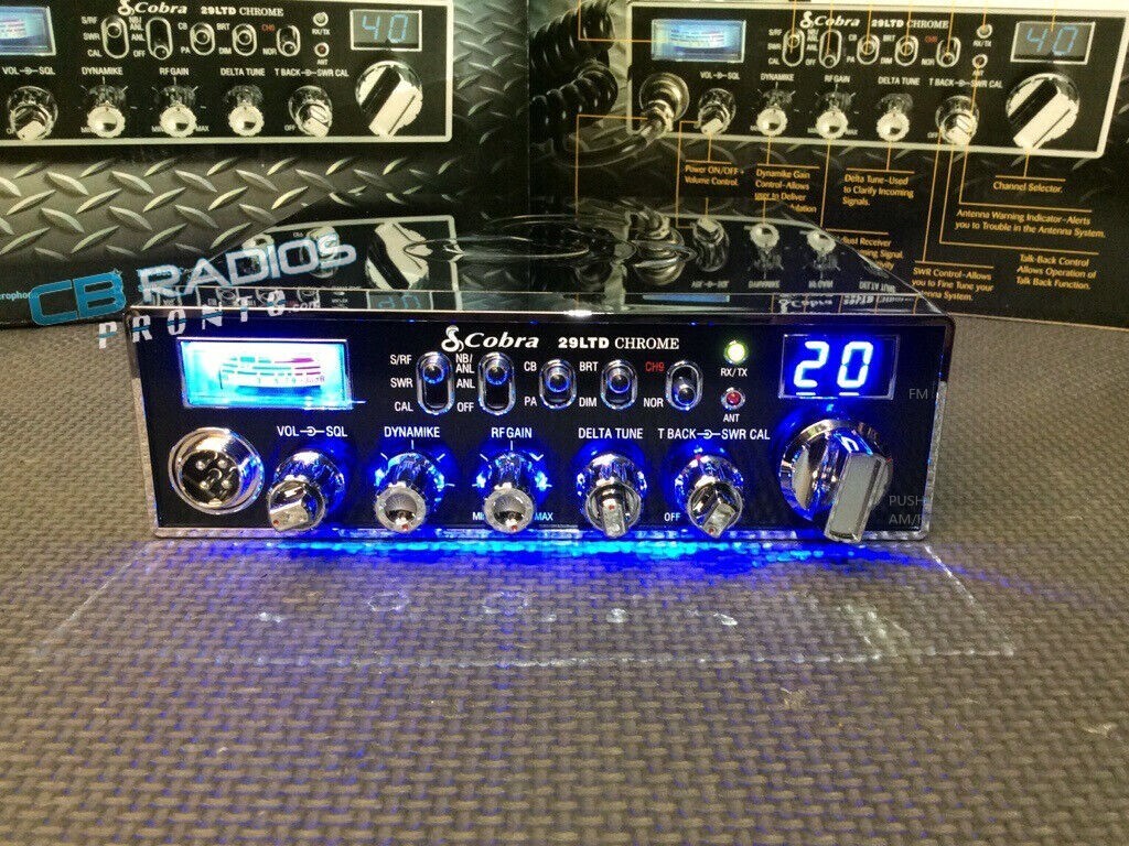 Cobra 29 LTD Chrome AM/FM CB Radio - BLUE NITRO LED RINGS+