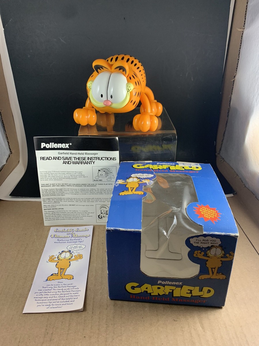 Vintage 90s Y2K Garfield Hand Massager Works EUC CIB Cute Orange