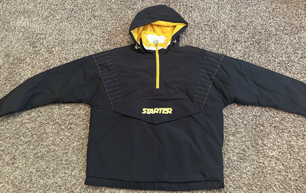 NWT Starter Jacket Pullover Coat Black Yellow Zip Jacket MSRP $225