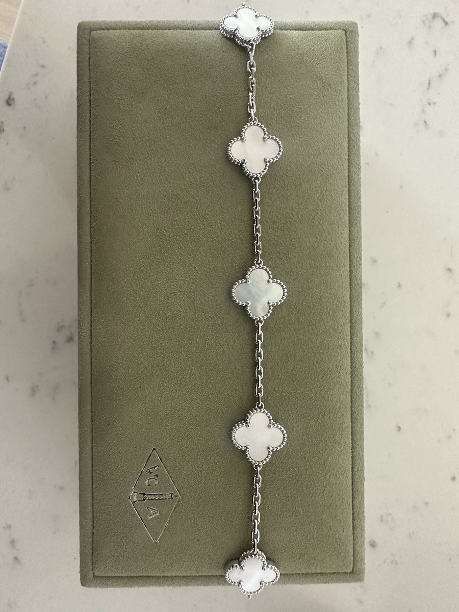 Van cleef alhambra bracelet mother of pearl 5 motifs 18K white