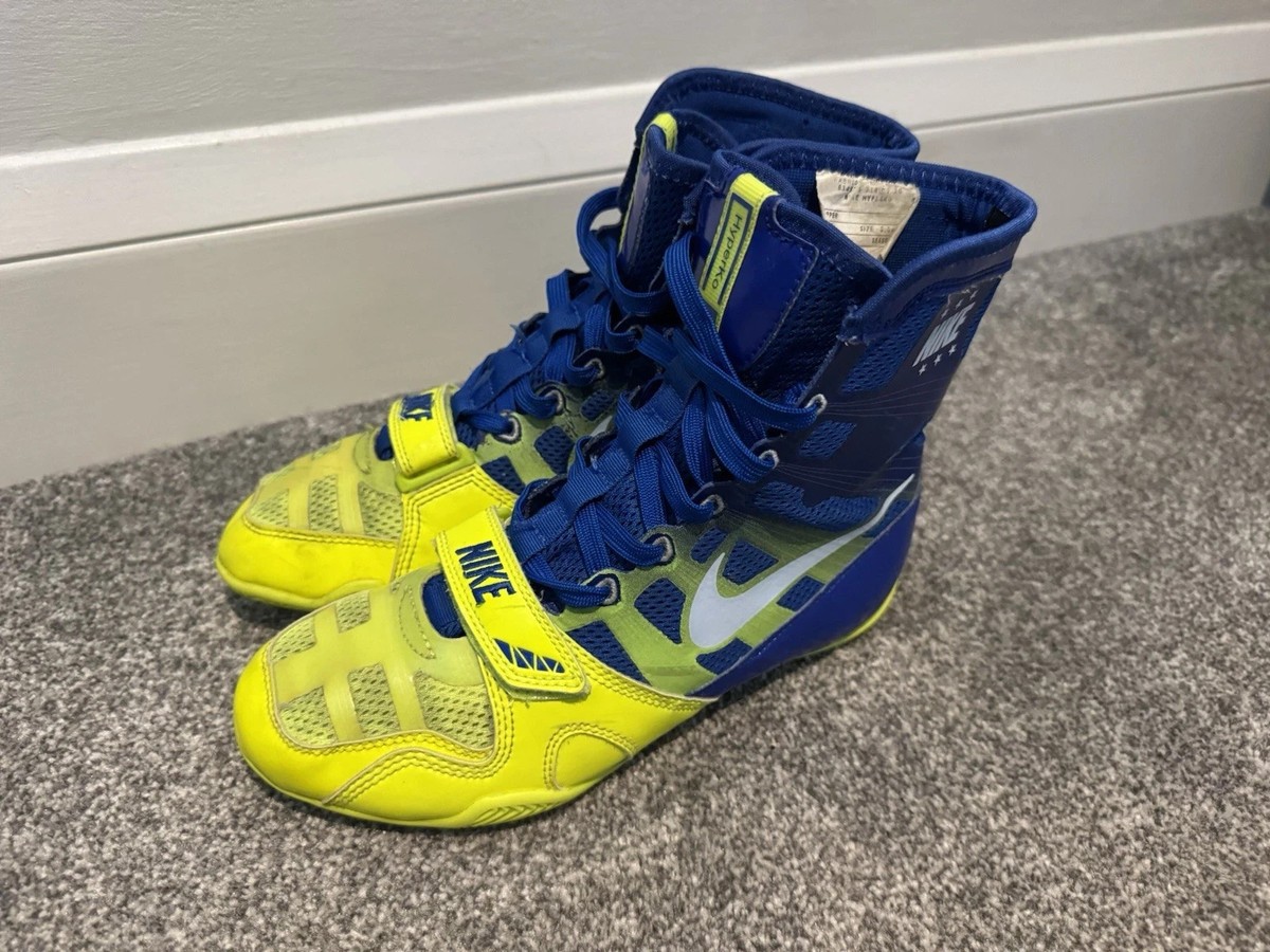 RARE NIKE HYPER KO1 BOXING BOOTS BLUE/VOLT UK SIZE 5.5 /US SIZE 6