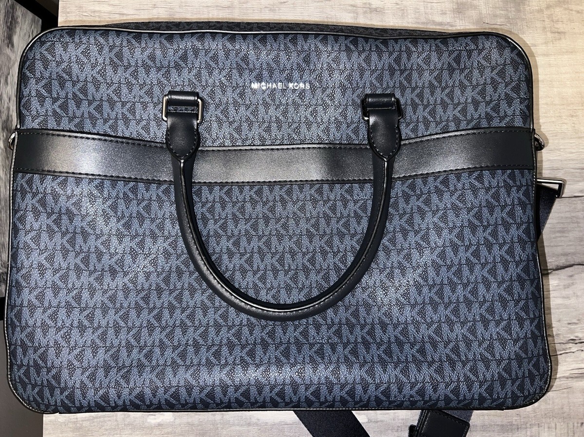 Michael Kors Harrison Front Zip Briefcase-Laptop Admiral Blue | eBay