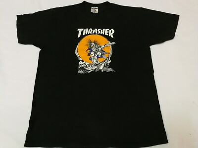 Vintage 90s Thrasher Pushead T Shirt USA Skateboard Skate Powell
